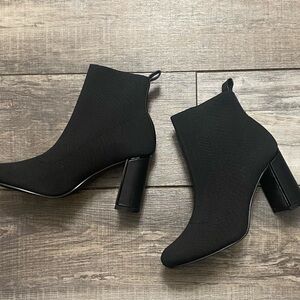 BCBGeneration Black Ankle Booties Stretch Pull On Casual Dressy Event NWOT